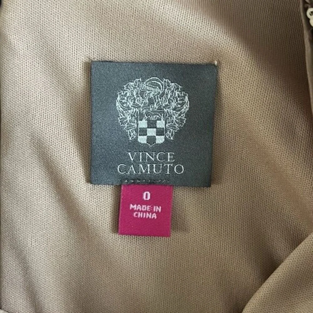 NWT‎ Vince Camuto Jewel Neck 3/4 Length Ballon Sleeve Gold Copper Sequin Dress